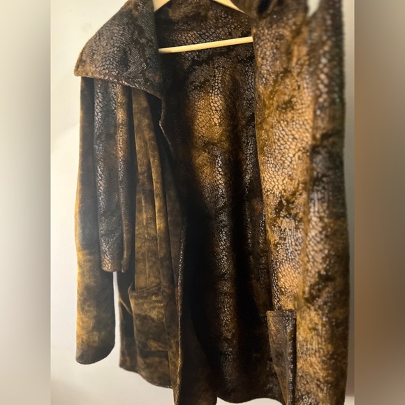 Linda Lundstrom Vintage Reversible Brown Textured Coat & Scarf 14 - Picture 6 of 7